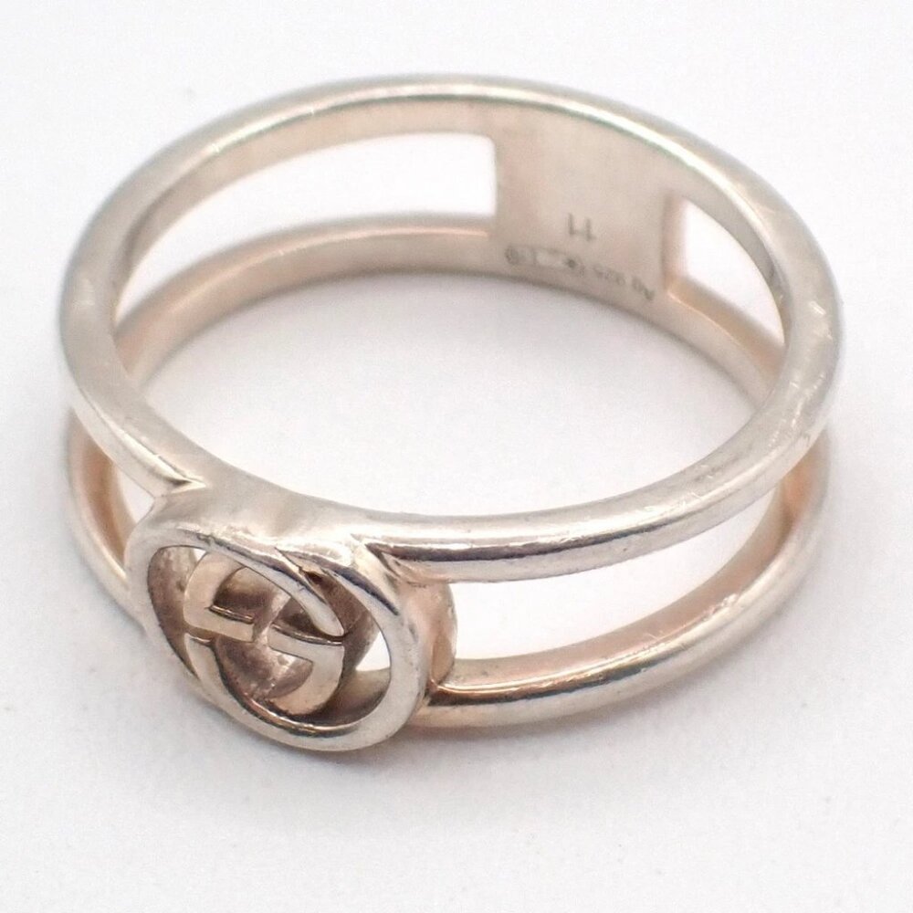 GUCCI Interlocking G Ring Silver 925 Size JP 11 US 6 Italy Accessory 07CA583 - Picture 1 of 10